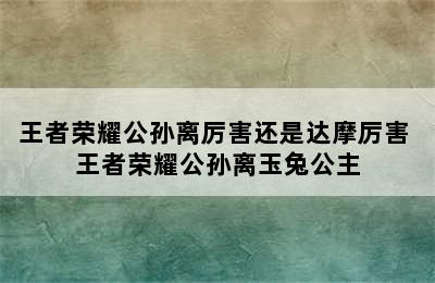 王者荣耀公孙离厉害还是达摩厉害 王者荣耀公孙离玉兔公主